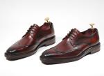 Derby Style Mens Brown Lace Up Shoes Flat Mens Woven Leather Slip On Shoes