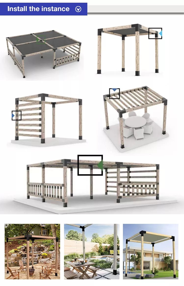 Modular Sizing Pergola Construction Bracket Kit for 4x4 6x6 Lumber Renewable Sources