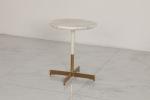 Bronze Finished Stainless Steel End Table With Modern Minimalist Design