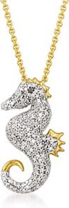 China Ross-Simons 0.25 ct. t.w. Diamond Seahorse Pendant Necklace With Black Diamond Accent in 18kt Gold on sale