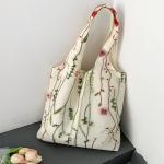 EMBROIDERY BLACK BUTTERFLY CANVAS BAG LACE FAIRY LEISURE TRAVEL FEMALE BAG ART