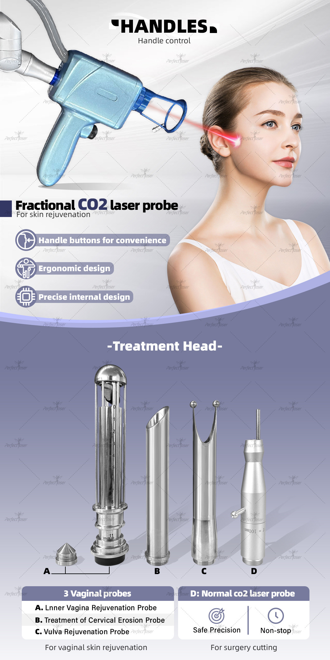CO2 Fractional RF Tube 60W Laser Acne Pigment Wrinkle Removal Skin Resurfacing Beauty Machine