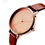 3ATM Waterproof Alloy Quartz Watch Small Size Genuine Leather Strap Watch