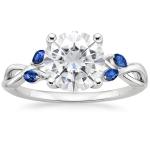 Marquise Cut Blue Moissanite Wedding Ring 18K White Gold With Lab Grown Diamond