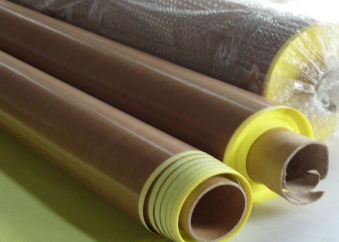 Beige Ptfe Coated Fiberglass Cloth Backing Adhesive 0.08 - 0.35mm Thickness