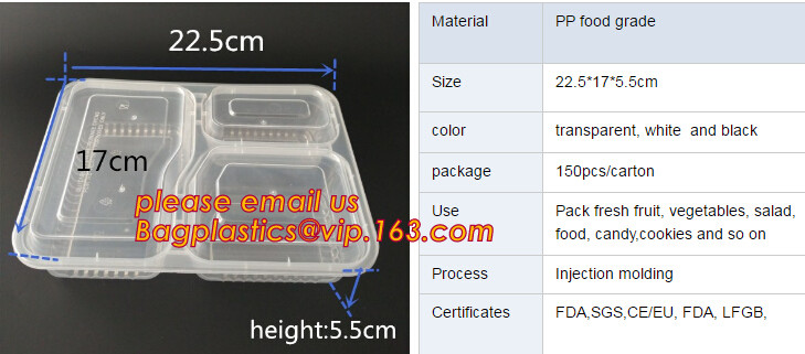 Premium Meal Prep Containers 3 Compartment BPA-FREE Food storage Microwavable Dishwasher Safe plastic Lunch bento box