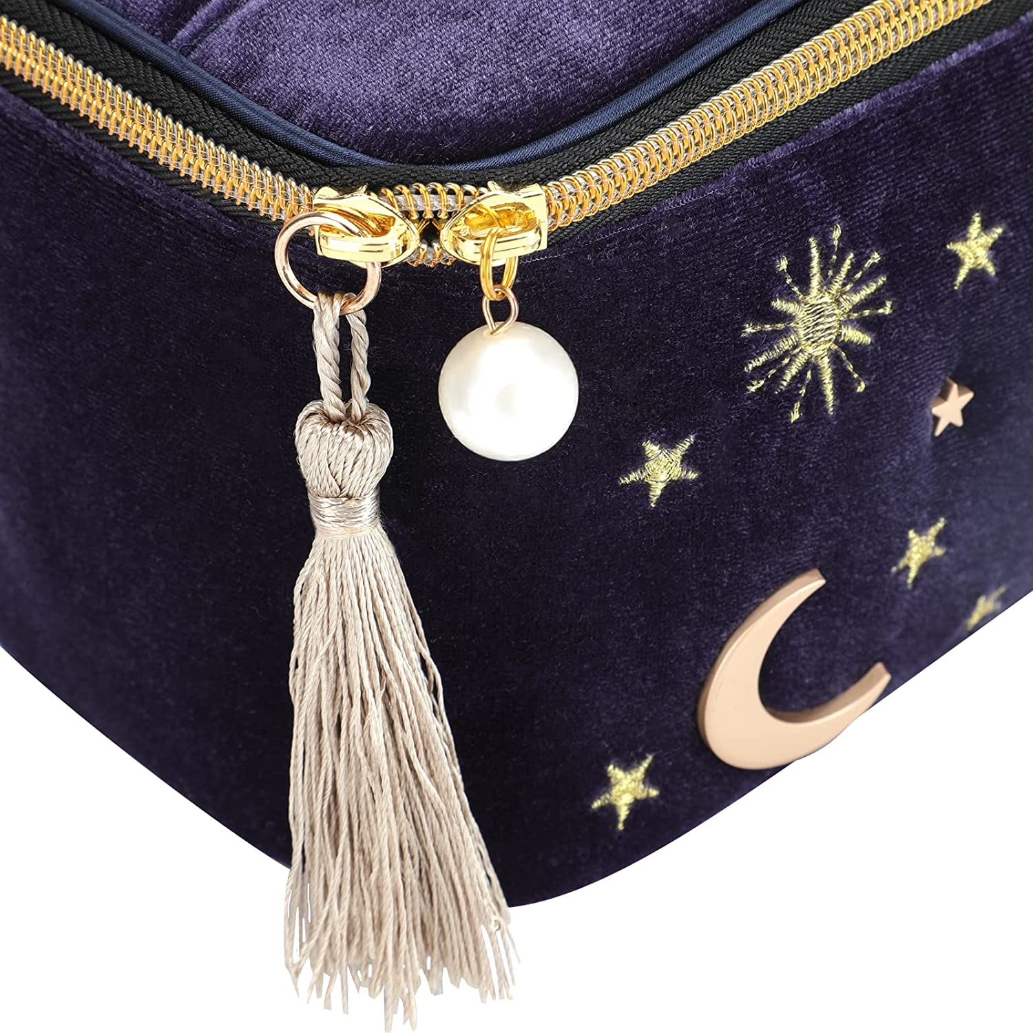 Durable and Exquisite Handy Makeup Bag Navy Blue Sky Goose-down Convenient shock protection Makeup Bag