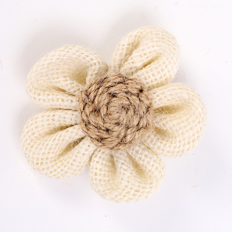 8cm Burlap Ribbon Flowers Diy Orange Black Jute Rope Flower