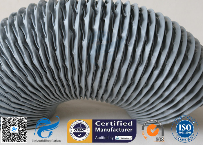 PVC Coated Fiberglass Fabric Flexible Air Ducts 200MM 10M Grey 260℃ HAVC System