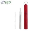 Flexible Reusable Telescopic Straw , Wide Metal Straws With Cleaning Brush