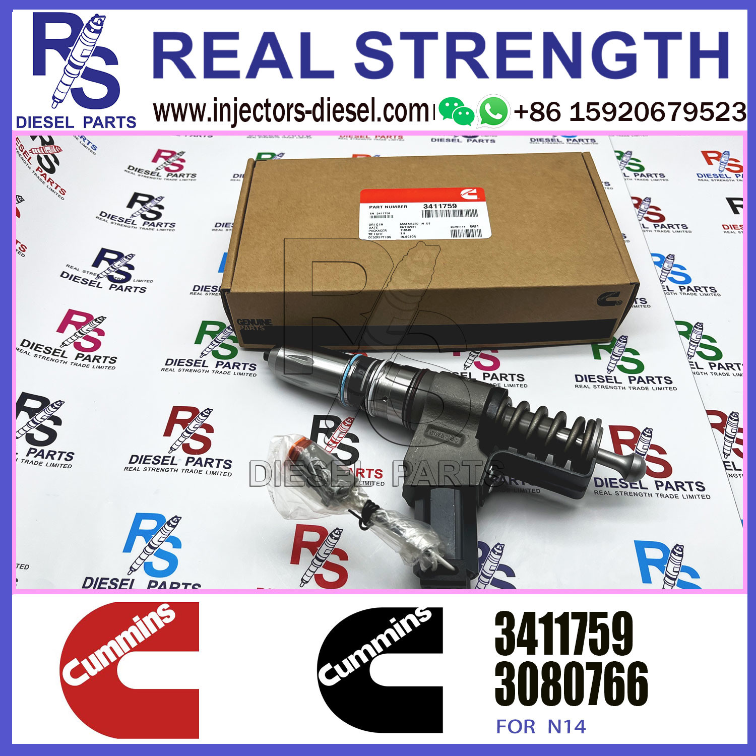 Diesel Fuel Injector N14 3411759 Common Rail Injector 3411759