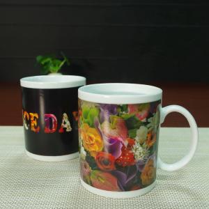 Wholesale Souvenir gift Rose flowers color changing coffee mugs white porcelain from china suppliers