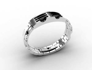 Wholesale Top Quality Europe Fashion Stainless Steel Genuine Leather Silicone Bangle Bracelet ADB75 from china suppliers