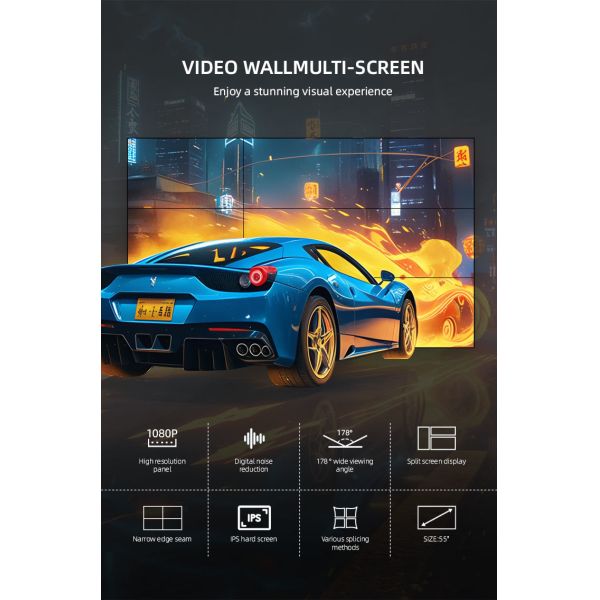 55 Inch LCD Video Wall Panel 1.8mm Ultra Narrow Bezel Full HD 1920x1080