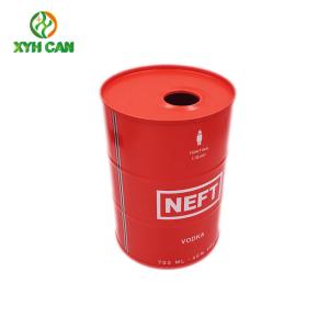 Wholesale Alcohol Tin Can Eco-Friendly Matted Red Color Drum Shape For Vodka from china suppliers