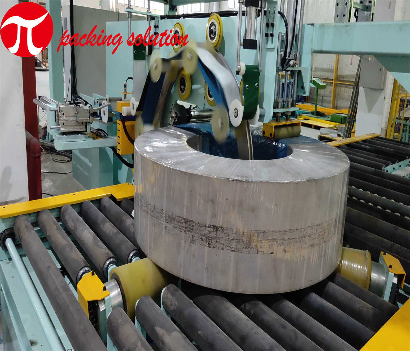 Customized Steel Coil Wrapping Line 800mm OD Horizontal Type Reasonable And Compact Layout