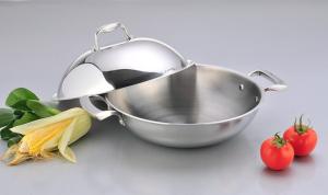 Wholesale 2Pcs 3-ply stainless steel cookware wok SHSW-1007 from china suppliers