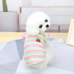 Embroidered Dog Pet Clothes Pure Cotton With Classic Stripes