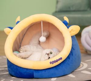 Wholesale 2-In-1 Round Cat House For Indoor Cats Clearance Cushioned Pillow from china suppliers