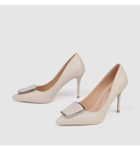 Wholesale ZM008 929-40 Square Buckle Single Shoes Women 2020 Spring New Women'S Shoes Shallow Mouth Stiletto Pointed Toe Ladies Hi from china suppliers
