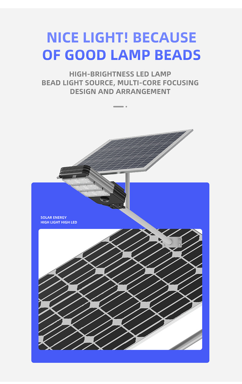 Commercial Solar Powered LED Street Lights Lamp 150W 3.2V 40000mA Battery