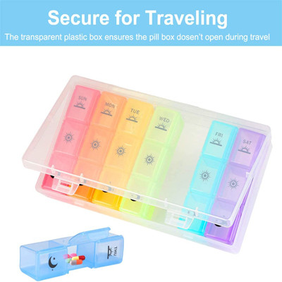 Portable Moisture Proof 7 Day Pill Box With Large Compartments