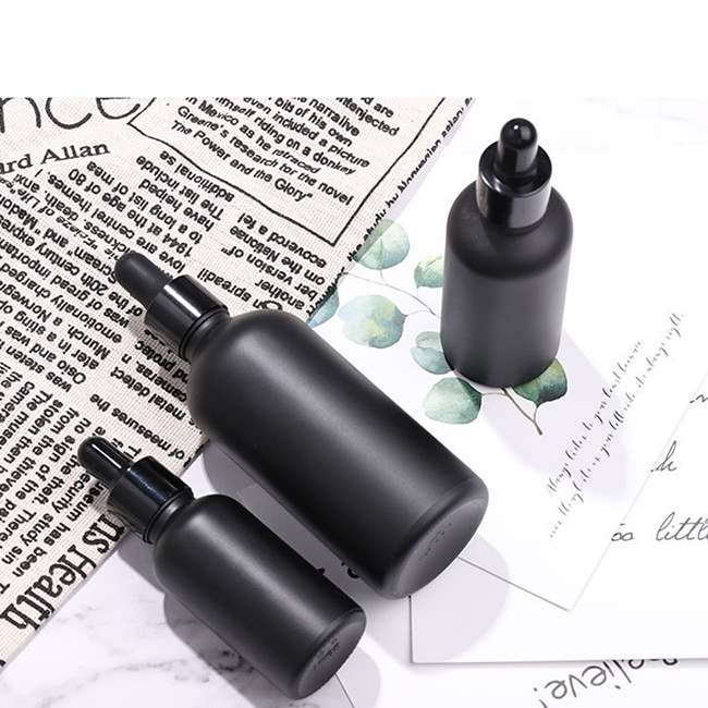Empty Essential Oil Bottles Glass Dropper Bottle Black Aluminium Dropper