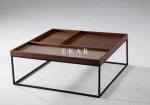 Living Room Square Shaped Metal Frame Wooden Modern Coffee Table