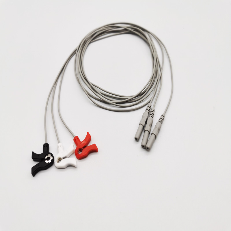 No Sterile 10 leads Gray Din Type Neonate Ecg Cable 3 ft TPU Jacket