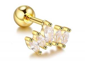 Wholesale 16g Crown Shape Gold Body Piercing Jewelry Earrings 6mm Length With Mq Diamond from china suppliers