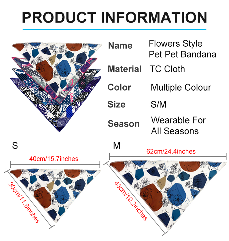 Flower Style Personalized Pet Bandana Tc Cloth Pet Bandana Collar