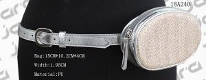 Wholesale Silver Waist Bag With Straw Braided Metallic PU Ladies Belts With Nickle Buckle from china suppliers