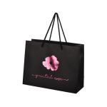 OEM Paper Packaging Bags , Black Kraft Gift Bags With Purple Foil Stamping