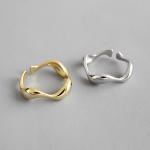 925 Sterling Silver Jewellery Unique Open Ring For Women Irregular Geometric