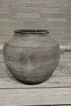 Round Shape Vintage Style Fiber Clay Planter With Hand Carve Finish