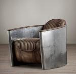 Industrial Style Home Leather Couch Wooden Frame Aviator Furniture aluminum sofa