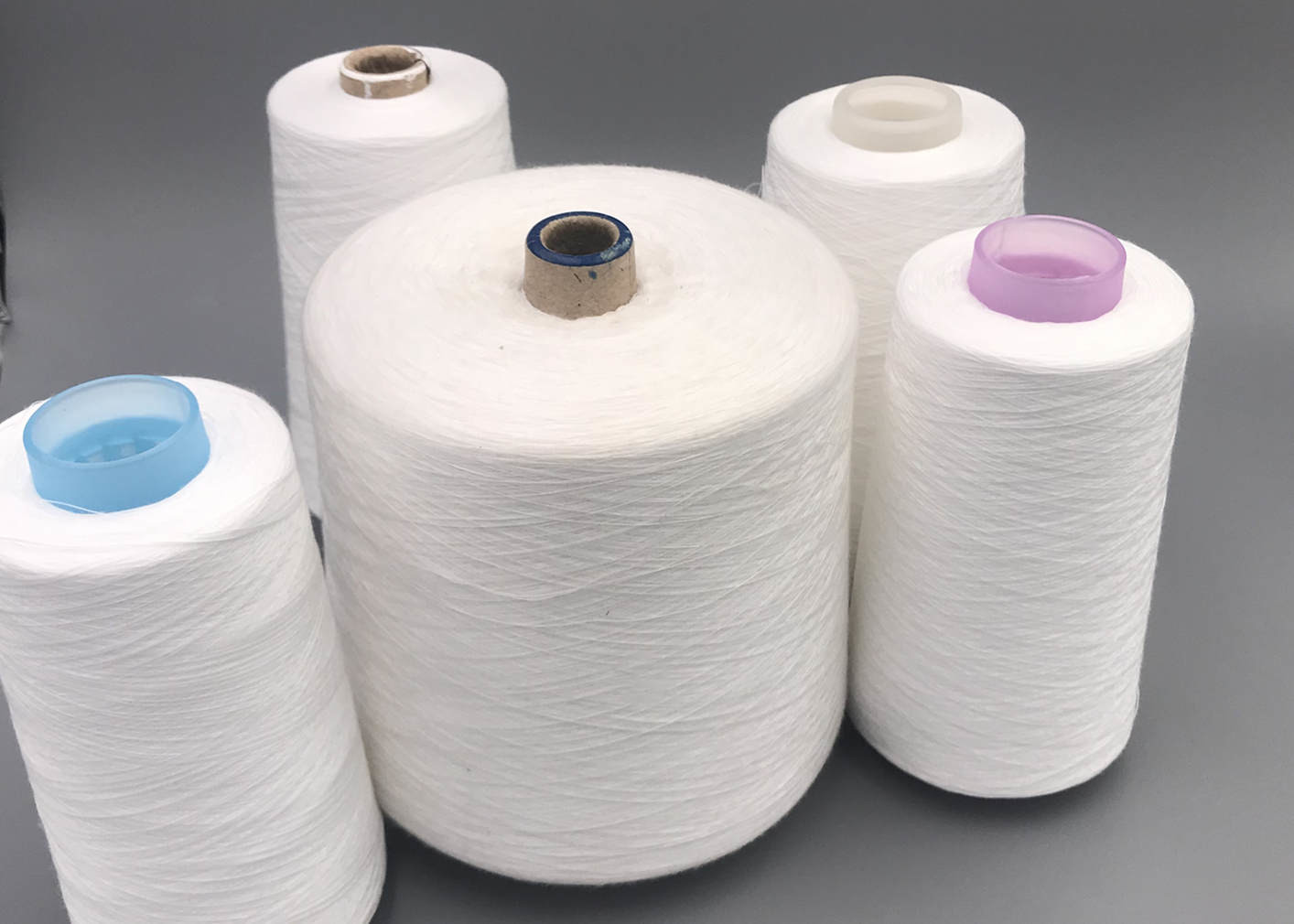 Raw White Ne 20S/4 High Tenacity Ring 100 Polyester Spun Yarn