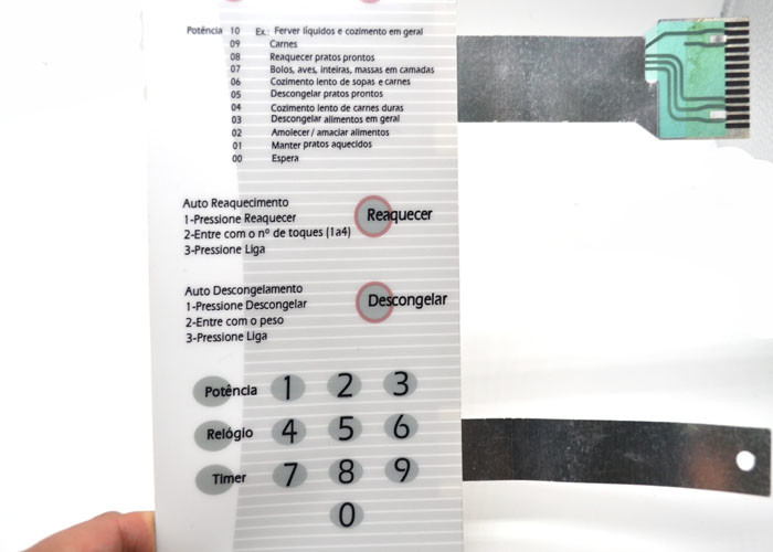 Custom Flat Membrane Keyboard For Microwave Oven With Shielding Layer Inside