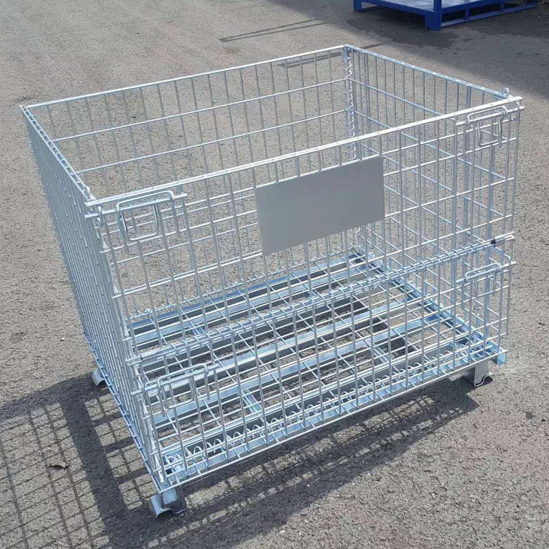 Industrial Storage folding Wire Container Cage Metal Bin For Sale Stackability