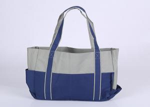 China Two Tone Polyester Tote Bags 600D Polyester Canvas Tote With Outside Pocket on sale