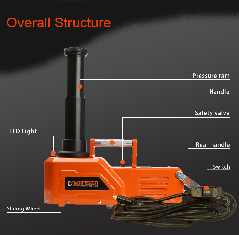DINSEN 15 Ton Hydraulic Jack Position Adjustable DC 24V With Safety Valve