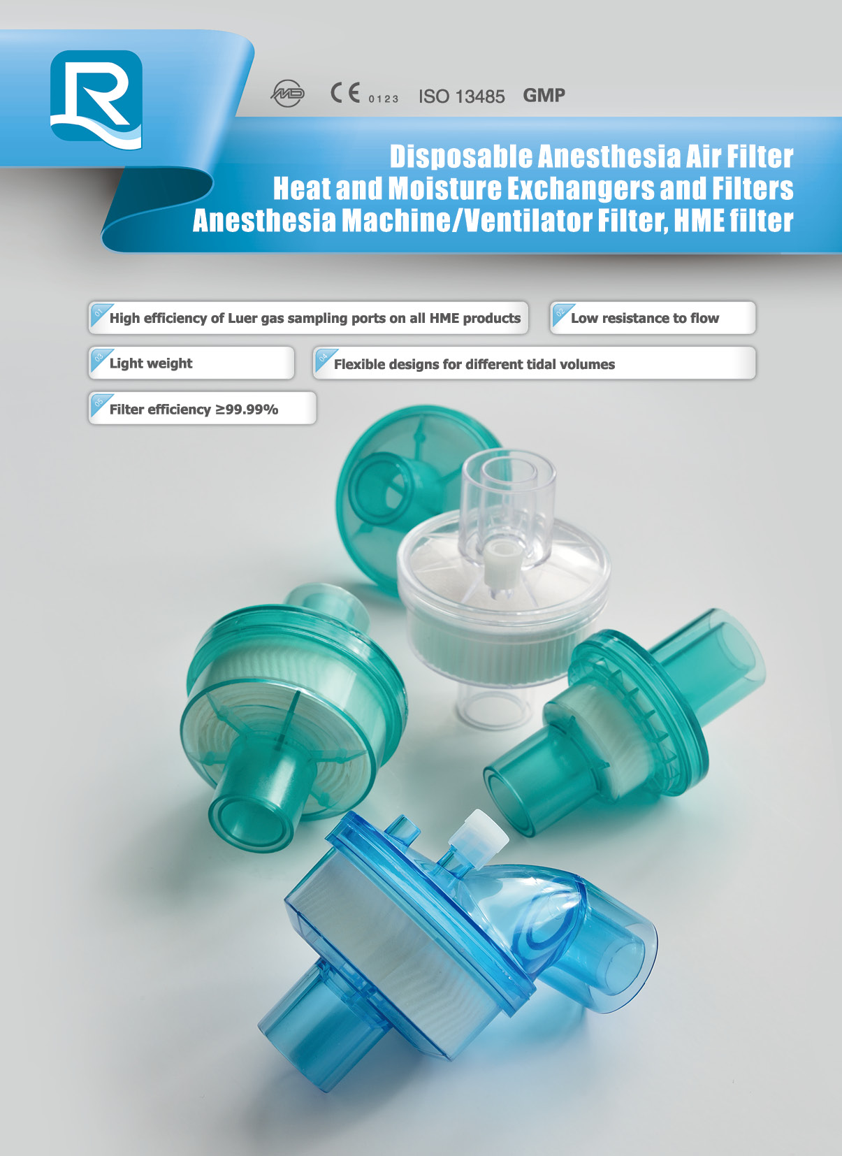 Disinfecting Type EOS ABS HME Filter for Effective Air Purification