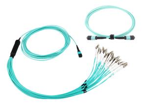 Wholesale OM3 Breakout LC QSFP Fiber Optic Cable Assemblies 24 Core from china suppliers