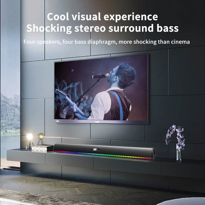 Black TV Sound Bar With Subwoofer Active Speaker Wireless Multimedia For Black Myth Goku Home Theatre System