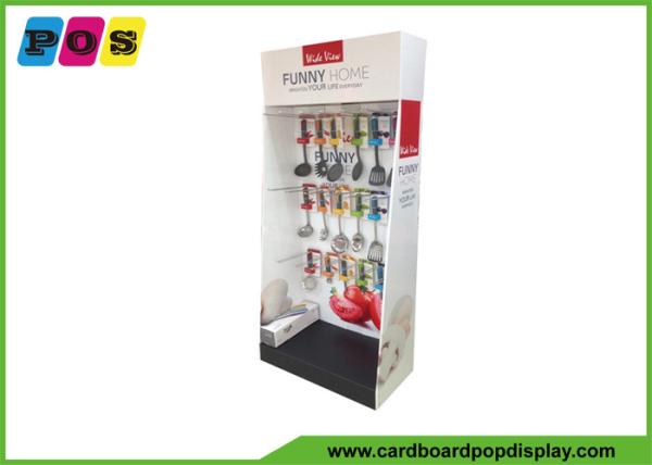 POP Retail Cardboard Floor Displays , Peg Board Side Wing Display For Kitchenwar