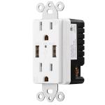 PC ABS Electrical USB Wall Outlet 15A 120V 5V DC For Hotel