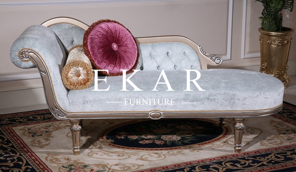 Curved Velvet Fabric Bedroom Furniture Elegant Chaise Lounge
