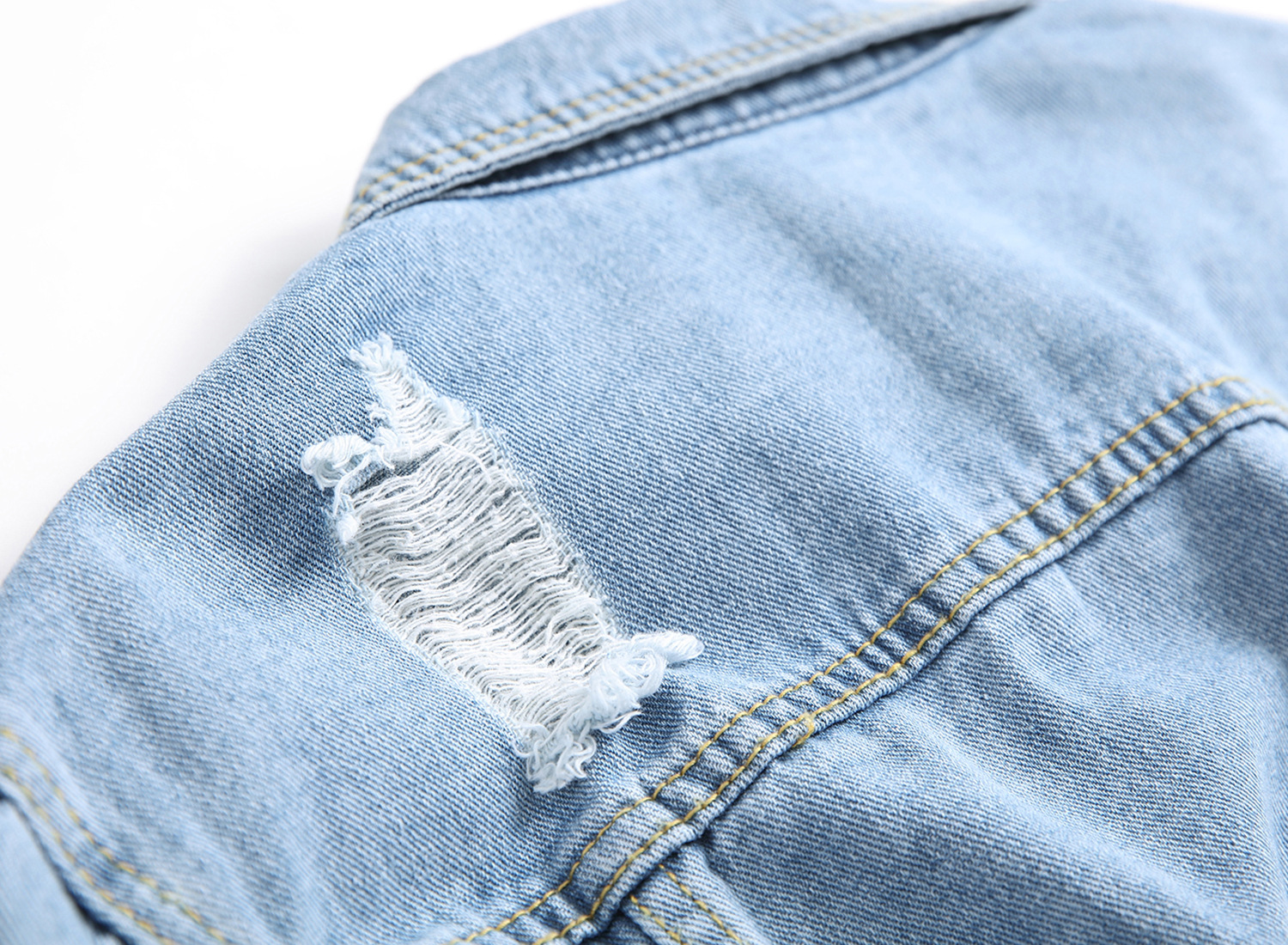 Fashion Designer Casual Polyester Cotton Utility Lapel Button Slim Fit Mens Outdoor Streetwear Hole Denim Jacket