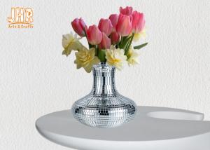 Wholesale Decorative Silver Mosaic Glass Polystone Centerpiece Table Vase Flower Pots from china suppliers