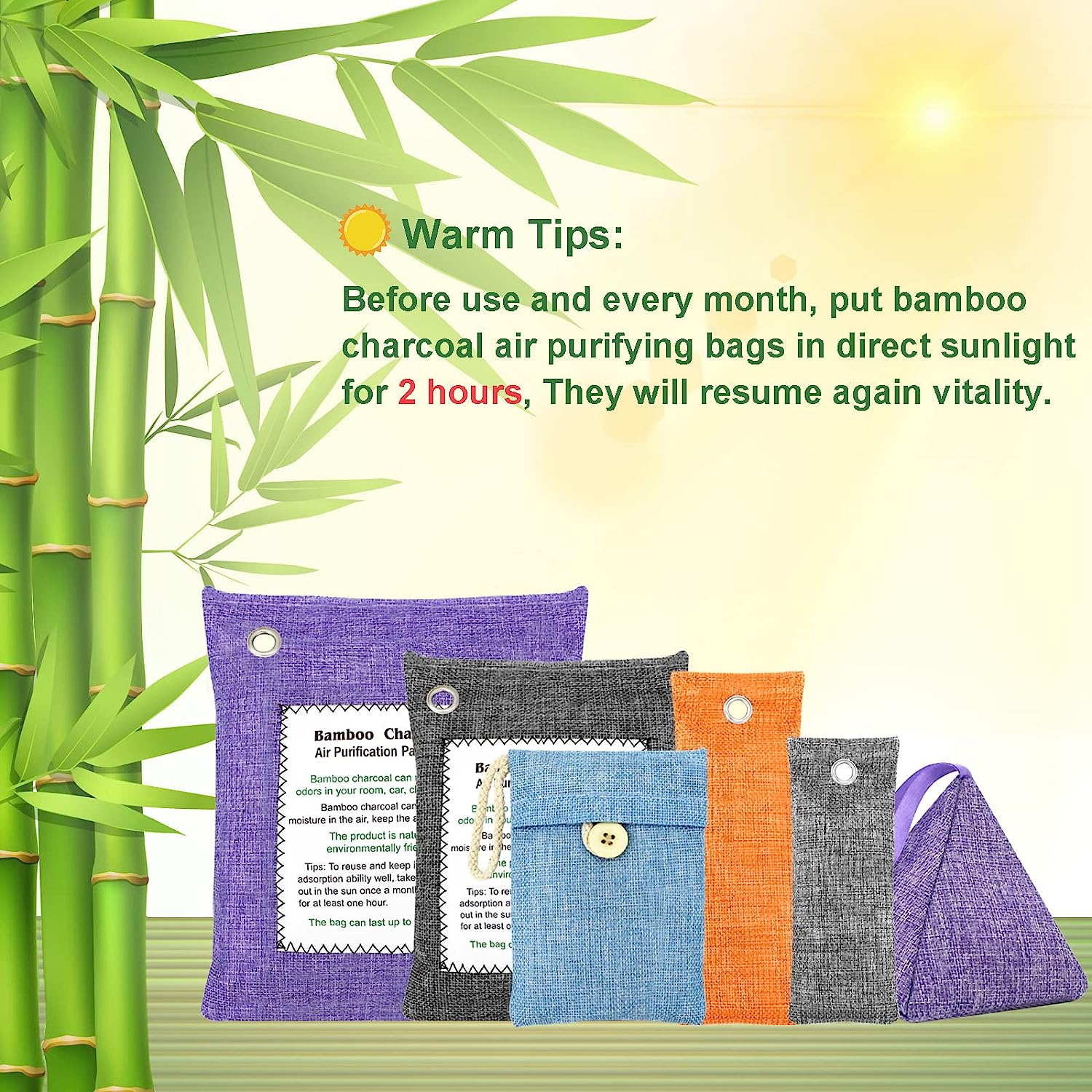 Solid Bamboo Charcoal Air Freshener Bag for Refrigerator Deodorizing 500g*4 Pack